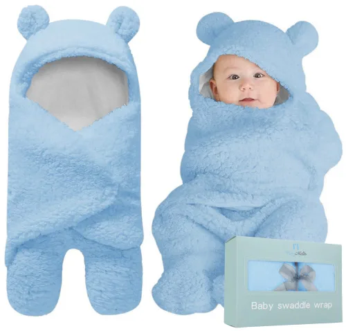 Miniatura 14 de BlueMello Manta de envoltura para bebé Peluche ultrasuave esencial para bebés de 0 a 6 meses Envoltura de recepción beige Ideal para la lista