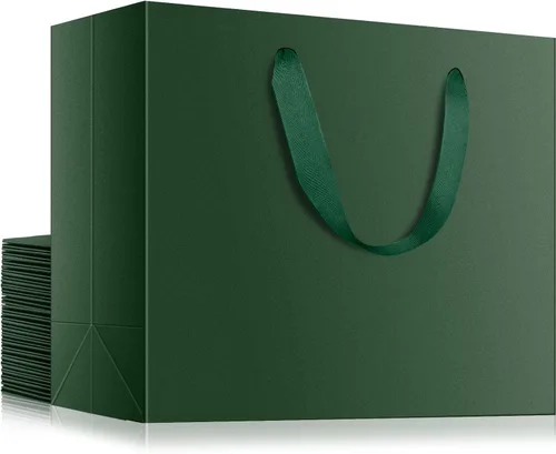 Miniatura 26 de EUSOAR Bolsas de regalo grandes negras, paquete de 12 bolsas de papel de compras de 16 x 6 x 12 pulgadas con asas, bolsa de mercancía de papel kraft