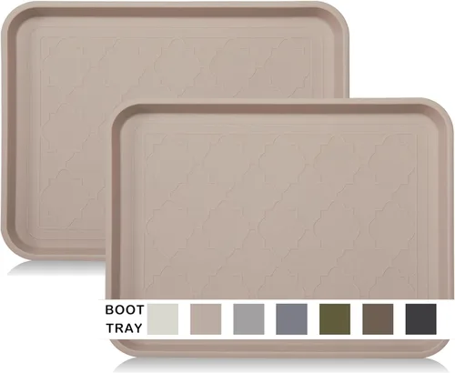 Miniatura 11 de Bandeja de botas para entrada en interiores, bandeja resistente para zapatos, 2 paquetes, 16.7 x 12.8 pulgadas, bandejas impermeables para zapatos