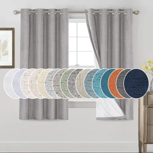 Miniatura 47 de Primitive - Cortinas opacas 100 % de lino texturizado natural para dormitorio, sala de estar, cortinas para ahorra energía, tela de arpillera