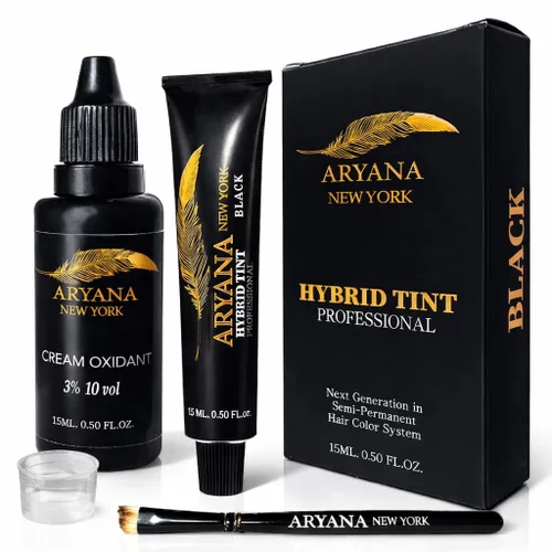 ARYANA NEW YORK Kit profesional de color híbrido | Para colorear manchas profesional | Color de cabello crema con efecto natural (NEGRO)