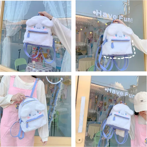 Miniatura 5 de Lindas mini mochilas de felpa para niñas y mujeres blanco-1 Mochilas Daypack