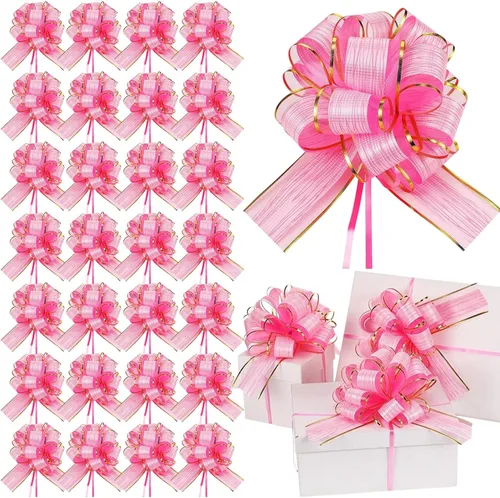Miniatura 17 de Juexica 30 piezas de grandes arcos navideños tirados para envolver regalos, arco de cinta impermeable de 15 cm para cajas de regalo de San Valentín