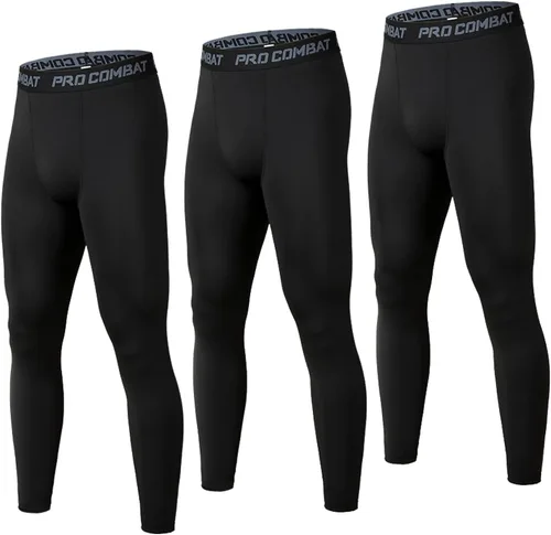 SS COLOR FISH Paquete de 3 pantalones de compresión para hombre, atléticos, capa base, leggings de entrenamiento, mallas para correr para hombre