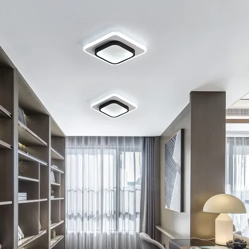 Miniatura 8 de Lámpara de techo LED de 22 W, moderna lámpara de techo, blanco frío, 6500 K, 9.5 pulgadas, cuadrada, cerca de luces de techo para dormitorio
