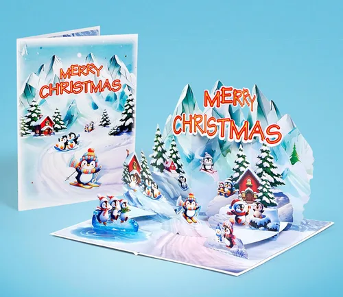 Miniatura 6 de CUTPOPUP Tarjeta de Navidad Pop Up, 3D Navidad, Feliz Navidad, Año Nuevo, Tarjetas de felicitación de vacaciones, Regalo (Pingüino Helado)