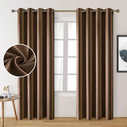 Miniatura 20 de HOMEIDEAS 2 paneles de cortina de seda sintética, cortinas opacas para dormitorio