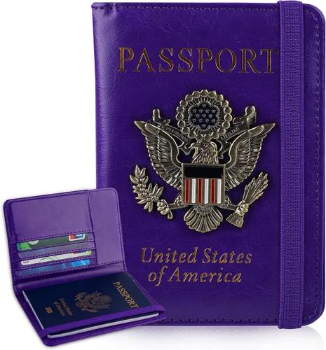Miniatura 9 de Funda para pasaporte, cartera de viaje con bloqueo RFID, carteras para pasaporte, organización de pasaporte familiar, funda personalizada