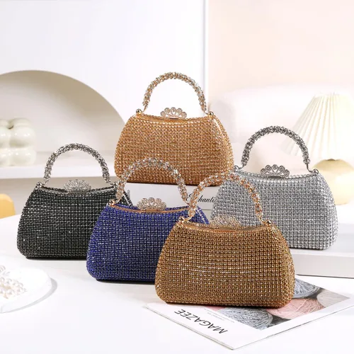Miniatura 6 de Dreubea Bolso de mano hermoso para mujer, bolso de mano de moda brillante con diamantes de imitación
