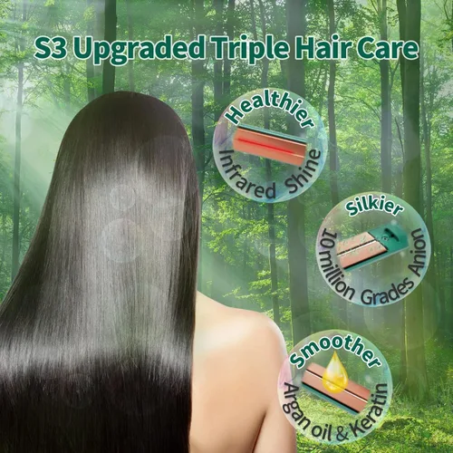 Miniatura 2 de IBROO Plancha de pelo infrarrojo alisador de cerámica para mujeres, plancha de queratina turmalina de 1 pulgada, plancha recta de doble voltaje