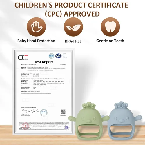 Miniatura 3 de Socub Juguetes de dentición de silicona para bebés de 3-6 y 6-12 meses, guante de dentición de silicona anti-caída sin BPA, juguetes para masticar