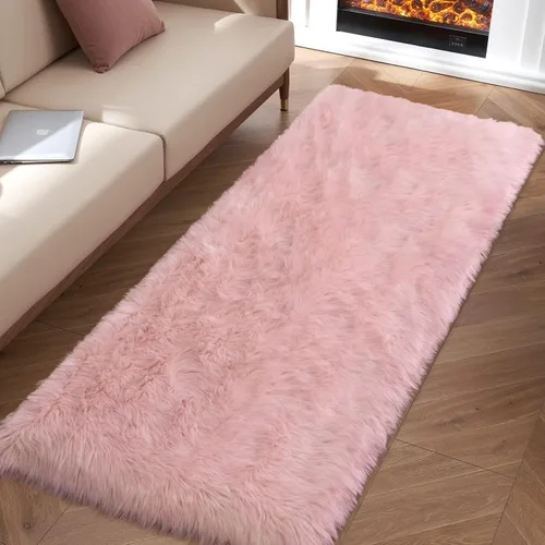 Miniatura 36 de Alfombra de piel sintética para sofá, silla, alfombra pequeña beige para dormitorio, 2 x 3 pies, alfombras peludas para habitación de los niños