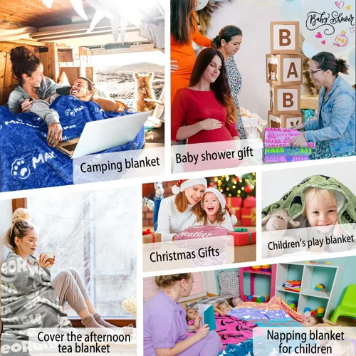 Miniatura 5 de Mantas de bebé personalizadas para niñas con nombre - Mantas suaves para bebé recién nacido - Mantas personalizadas (30-40 pulgadas)