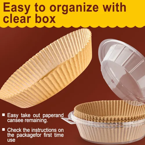 Miniatura 6 de Forro de papel desechable para freidora de aire, tamaño grande de 8 pulgadas, antiadherente, desechable, papel de hornear para freidora de aire, a