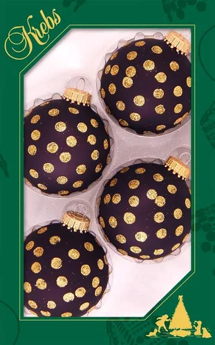 Miniatura 53 de Adornos de árbol de Navidad de vidrio - 67 mm/2.625" [4 piezas] Bolas decoradas de Adornos navideños sin costuras para colgar de Christmas by Krebs
