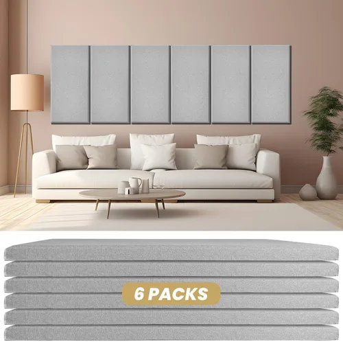 Miniatura 9 de 6 piezas de paneles acústicos, paneles de pared insonorizados grandes, paneles de absorción de sonido de fibra de vidrio profesional, paneles de Gris