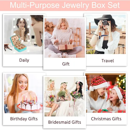 Miniatura 9 de Regalos de cumpleaños para mujeres, juego de 2 piezas de joyería de viaje, regalos de viaje, regalos para amigas, regalos personalizados, regalos