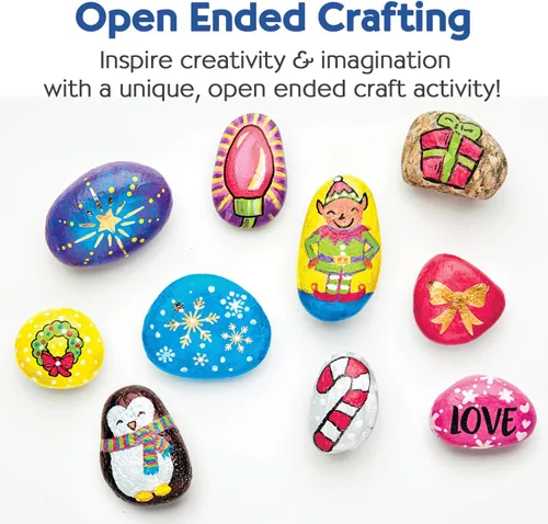 Miniatura 3 de Creativity for Kids Kit de pintura de rocas para escondidas navideñas Pintura, decora y oculta 10 rocas festivas Kit de manualidades navideñas