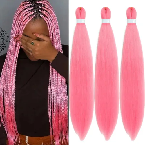 Miniatura 11 de Black Braiding Hair Pre Stretched 16 Inch Black Hair Extensions For Braiding Hypoallergenic Pre-stretched Braiding Hair Natural Knotless Crochet
