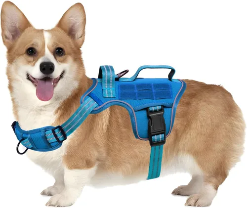 Miniatura 18 de Arnés para perros grandes resistente, arnés táctico sin tirones para perro con sistema Molle, chaleco para perro de servicio fácil de poner y Negro