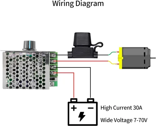 Miniatura 5 de Controlador de velocidad del motor de CC PWM, Enmja 7-70V 30A Regulador de velocidad del motor PWM ajustable 12V 24V 36V 48V