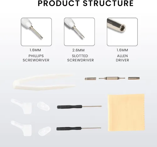 Miniatura 3 de Juego de destornilladores de precisión, kit de reparación de lentes con destornilladores de 10 estilos/almohadillas nasales/destornilladores