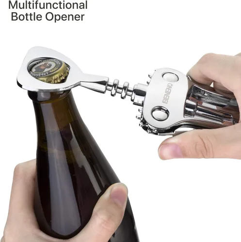 Miniatura 6 de Beneno Abridor de vino con tapón de silicona a prueba de fugas, sacacorchos de ala premium de aleación de zinc con abrebotellas multifuncional