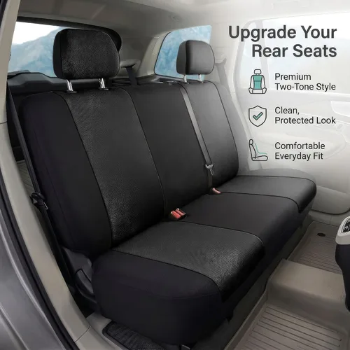 Miniatura 9 de FH Group Funda para asiento trasero de banco sólido para automóviles Asientos universales de tela para SUV, sedán, camioneta Accesorios Negro