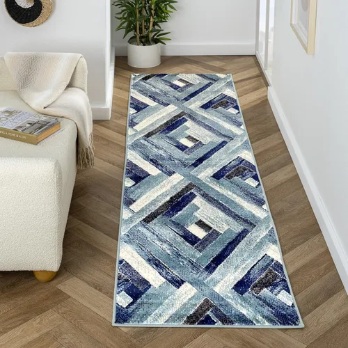 Miniatura 13 de LUXE WEAVERS Alfombra abstracta moderna de madera geométrica azul 2x3