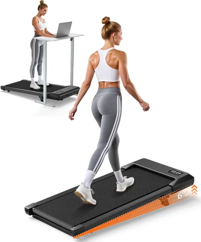 Miniatura 11 de Walking Pad with 6% Incline, 300LBS Capacity Under Desk Treadmill for Home Office, Quiet Portable Mini Treadmill with App & Remote Control, No