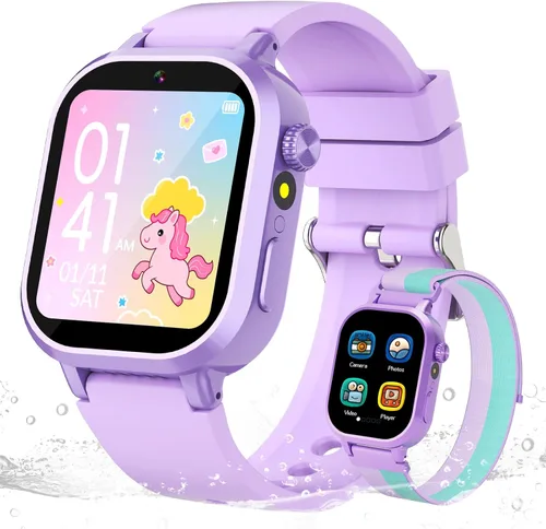 Miniatura 10 de Wiszodet Reloj inteligente impermeable para niños, regalo para niños de 3 a 12 años con 39 juegos, pantalla táctil HD, reproductor de música, cámara