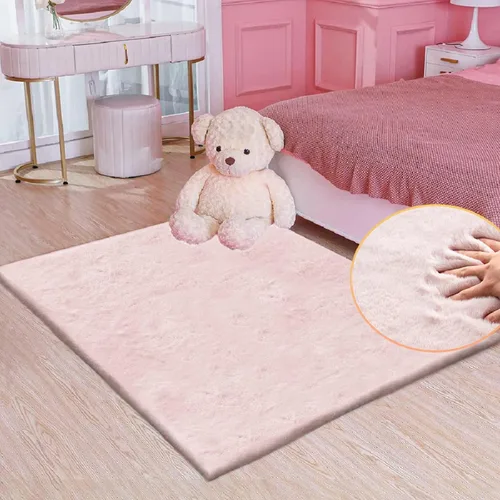 Miniatura 65 de ORINOVA Alfombra de felpa marrón claro beige de 8 x 10 pies para sala de estar, alfombra bohemia esponjosa de piel de conejo grande para dormitorio