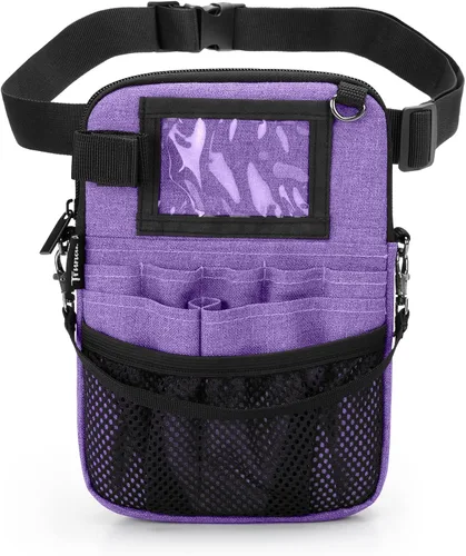 Miniatura 8 de Trunab Riñonera con soporte para cinta y bolsillos para equipo médico, bolsa de almacenamiento de cintura con correa ajustable para la cintura