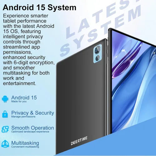 Miniatura 2 de Tableta Android 15 de 10 pulgadas con teclado, 30 GB de RAM 64 GB ROM 2.0 GHz Octa-Core, cámara dual, expansión de 2 TB, Widevine L1, WiFi 5G, BT