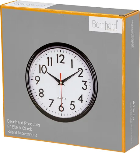 Miniatura 7 de Bernhard Products Reloj de pared con batería de cuarzo de 10", redondo, fácil de leer, para el hogar, la oficina o la escuela, negro, 8 pulgadas