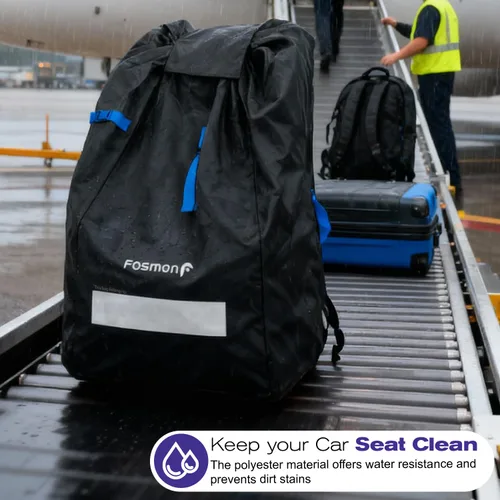 Miniatura 4 de Fosmon Bolsa de viaje para asiento de automóvil para avión, correas acolchadas ajustables para mochila, bolsa grande para viajes aéreos, funda