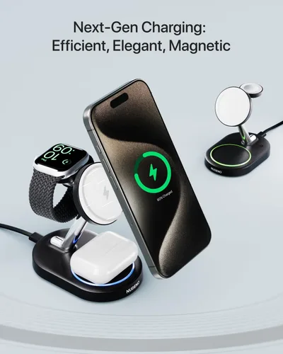 Miniatura 2 de Estación de Carga Rápida Nubeno para Dispositivos Magsafe de Apple, Estación de Carga Inalámbrica para iPhones MagSafe, Soporte Magnético 3 en 1