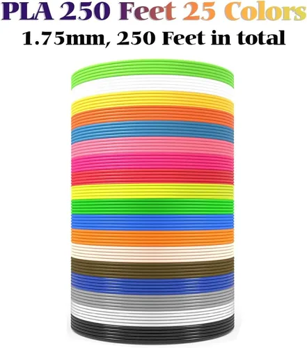 Miniatura 3 de 25 colores 250 pies de recambios de filamento para bolígrafo 3D, cada color es de 10 pies, 1.75mm de recambios de filamento PLA para bolígrafo