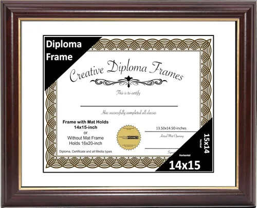 Miniatura 28 de Creative Picture Frames Marco para Diploma de Caoba con Borde Dorado de 12x16 pulgadas con Vidrio y Paspartú Negro y Colgadores de Pared Instalados