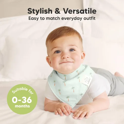 Miniatura 4 de KeaBabies Paquete de 8 baberos orgánicos tipo bandana para niños y niñas, baberos triangulares súper absorbentes para babear y dentición de bebés