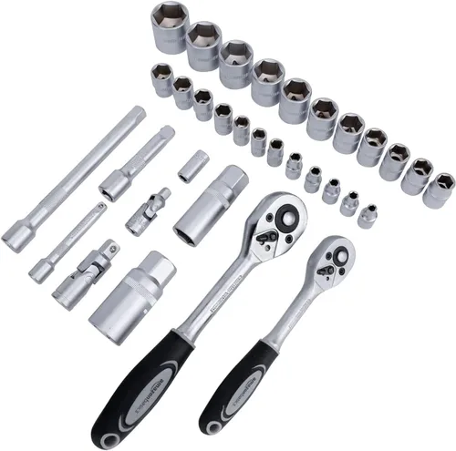 Miniatura 3 de Amazon Basics Juego de herramientas manuales de mecánico y reparación del hogar general de 65 piezas con estuche de almacenamiento, portátil, asas