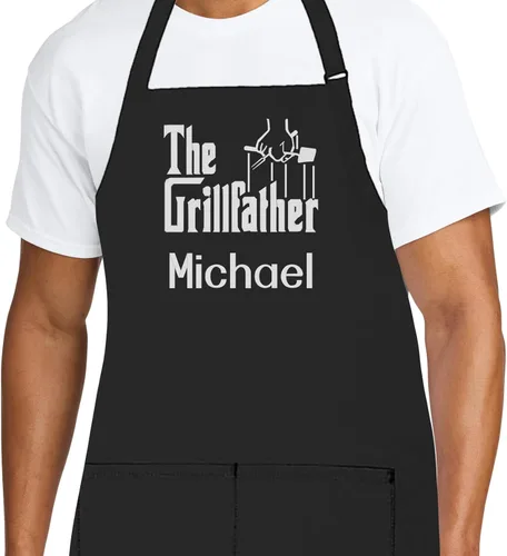 Miniatura 22 de Delantal de chef personalizado para hombres, diseño bordado personalizado, cocina profesional, barbacoa, parrilla, para papá, decorado en Estados