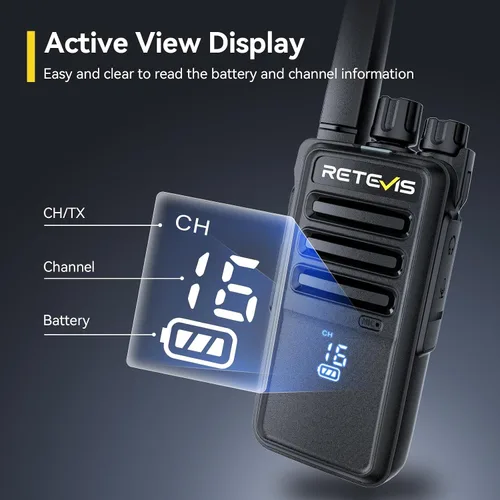 Miniatura 2 de Retevis RT68H Walkie Talkies de largo alcance, radio bidireccional recargable, visualización, facilidad de uso, pantalla LED oculta, cerradura