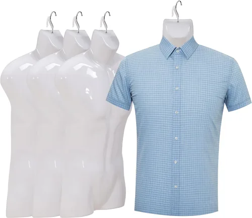 Miniatura 8 de Maniquí de costura de polipropileno (PP), maniquí de costura para torso, maniquí de costura para colgar, maniquí de ropa, con gancho de metal Blanco