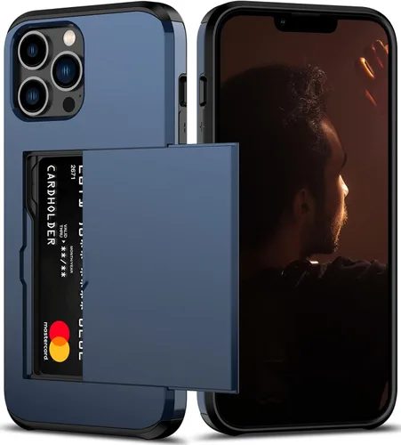 Miniatura 12 de Nvollnoe Funda para iPhone 13 con Portarjetas [Almacena 5 Tarjetas] Funda Cartera de Doble Capa Resistente de Servicio Pesado a Prueba de Golpes