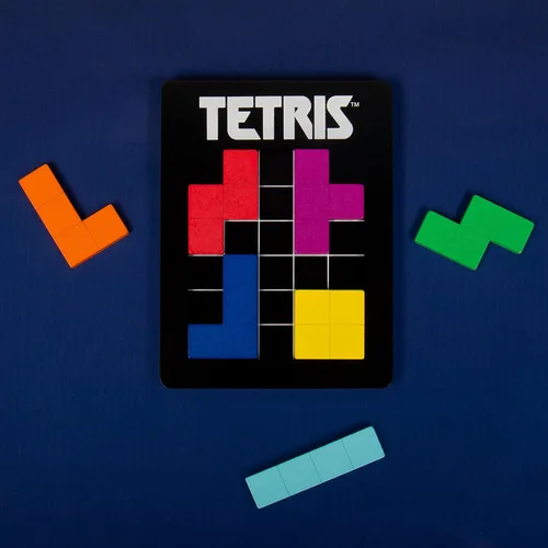 Miniatura 2 de Rompecabezas de Tetris Tetrimino Shapes 3D Brain Teaser. Incluye 7 piezas de madera de tetrimino y tablero de madera plana. Producto