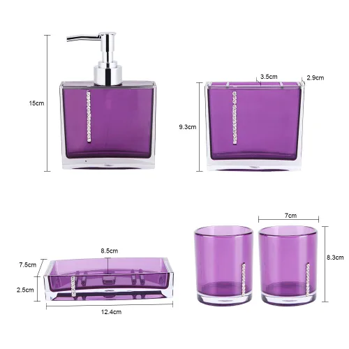 Miniatura 6 de Juego de accesorios de baño de lujo de 5 piezas con soporte para cepillos de dientes, plato, dispensador de bomba de loción líquida y taza, juego