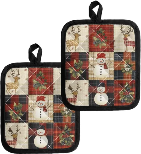 Miniatura 9 de Juego de soportes para macetas de flores rojas de pollo blanco y negro, resistentes al calor, almohadillas calientes para horno, antideslizantes