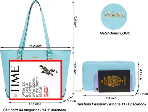 Miniatura 6 de YZAOLL - Juego de bolsas con cartera de cuero sintético, tamaño mediano, grande, bolsa de mano o de hombro para mujer