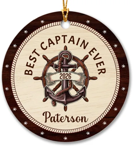 Adorno de Navidad del mejor capitán del mundo, adorno personalizado de capitán de vela y navegación, adorno de Navidad de capitán velero, adorno de